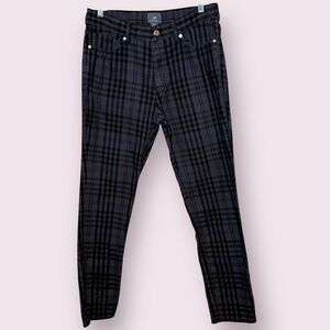 H&M Grey & Black Tartan Plaid Twill Jeans Skinny Fit Size 31